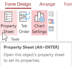 show the Property Sheet