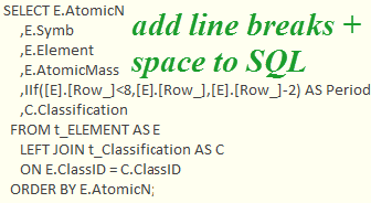 image add spacing to SQL statements so they're easier to read small