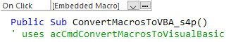 Message box for code you can run to convert macros to VBA