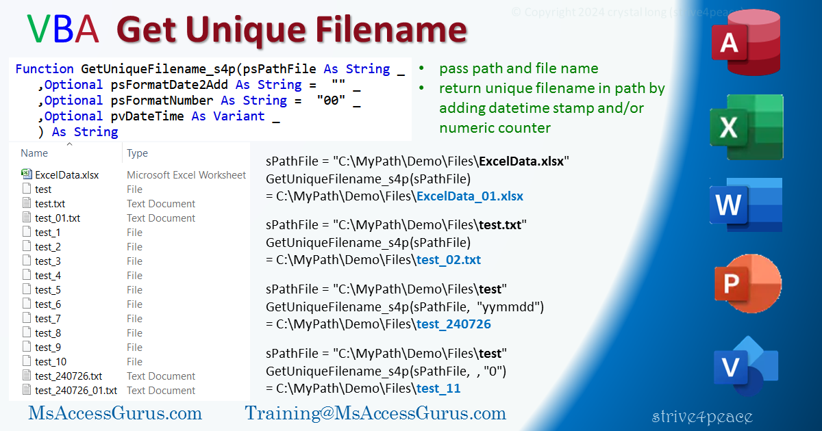 use VBA to Get Unique Filename in a folder 