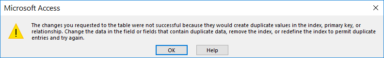 built-in error message for duplicate value isn't friendly