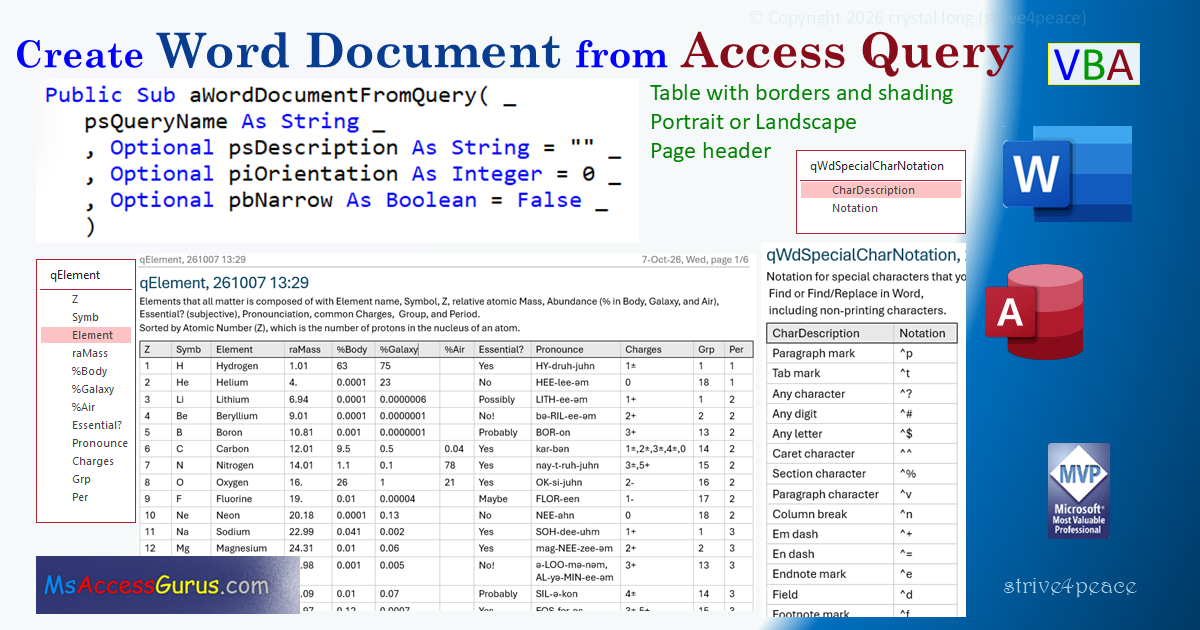 use VBA to Create Word document with results of an Access Query