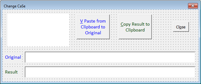 { image: Change CaSe UserForm in design view }
