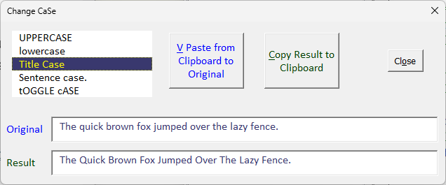 { image: Change CaSe UserForm showing conversion to Title Case }