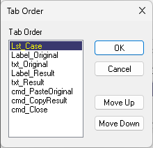 { image: Tab Order for the UserForm }