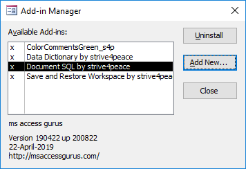 Add-in Manager dialog box